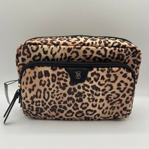 Victoria's Secret Leopard print make up bag with black accents